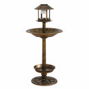 2x Ornamental  Garden Decor Bird Bath Feeding Station Food Feeder Solar Light