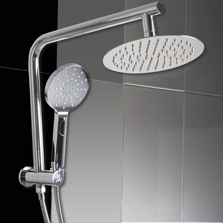 Rain Shower Head Set Silver Round Brass Taps Mixer Handheld High Pressure 8