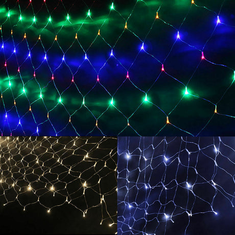96LED Fairy String Lights Net Mesh Curtain Xmas Wedding Party D?cor Warm White