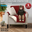 1 Seater Couch Sofa Cover Removable Quilted Slipcover Pet Kids Protector With Strap
