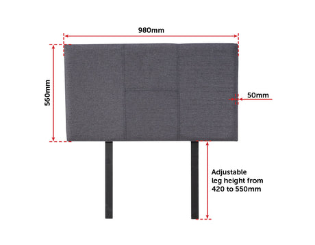 Linen Fabric Single Bed Headboard Bedhead - Grey