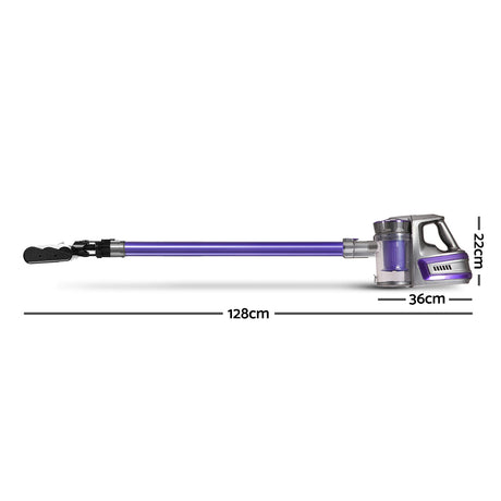 Devanti 150W Stick Handstick Handheld Cordless Vacuum Cleaner 2-Speed with Headlight Purple